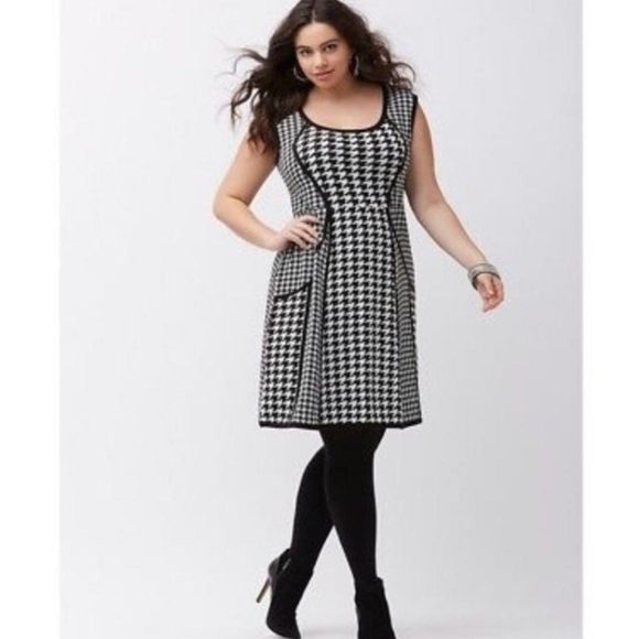 Lane Bryant Black White Houndstooth Dress 22/24 - Picture 1 of 13